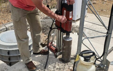 Insatlling underground chamber and drilling new ducting for the radio and power cables within microducts
